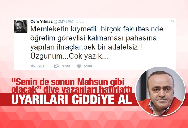 Ali Eyüboğlu : CEM YILMAZ’IN ATTIĞI TWEET’LE ALDIĞI RİSK